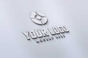 Photorealistic White-Gray 3D Logo Mockup