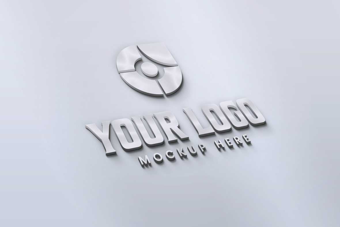 Photorealistic White-Gray 3D Logo Mockup