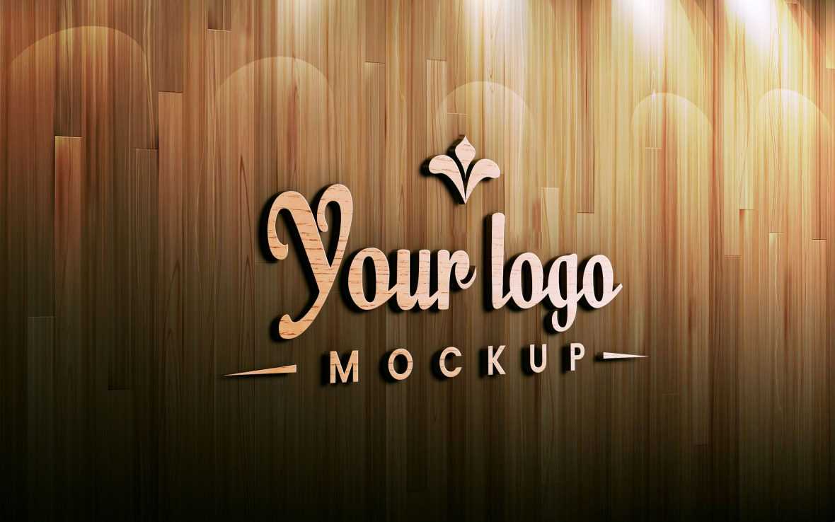 Photorealistic Wood Logo Mockup