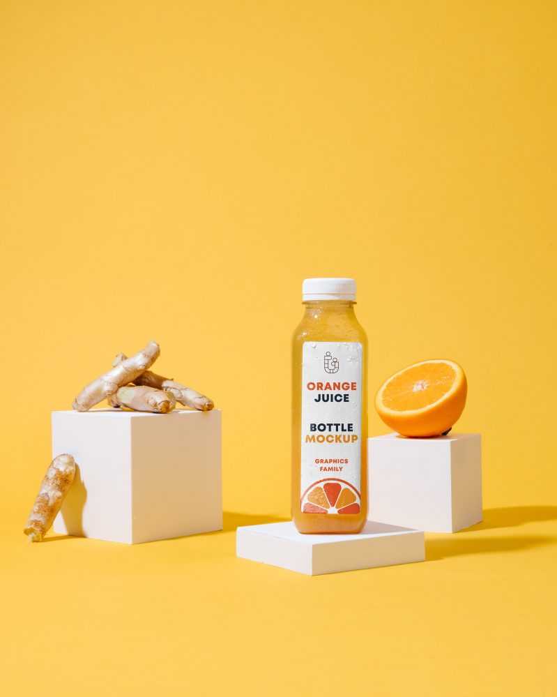 Plastic Bottle Orange Design Mockup
