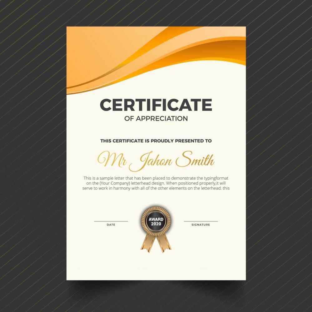 Portrait Vertical Orange Certificate