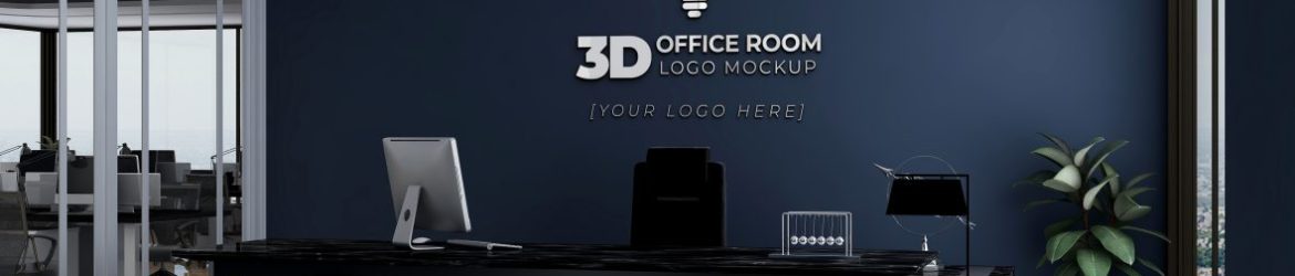 Professional 3D Minimalist Office Logo Mockup on Room Wall