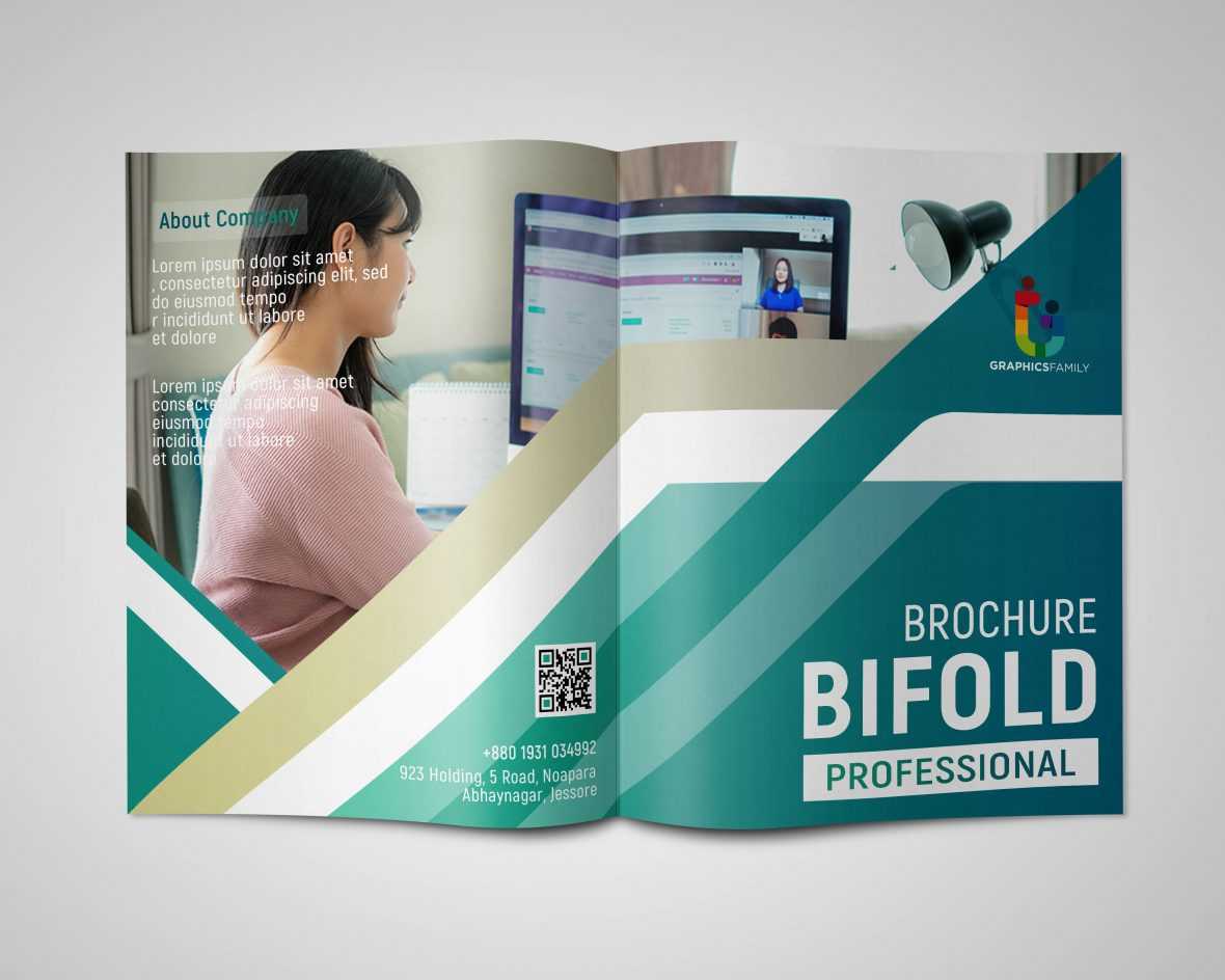 Professional Company Bi Fold Brochure Design Photoshop Template