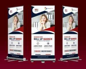 Professional roll up stand banner template design Free PSD
