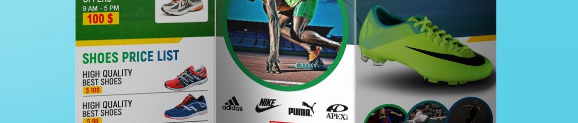 Professional Sport Shoes Tri-Fold Brochure Design