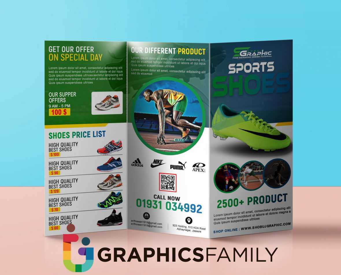Professional Sport Shoes Tri-Fold Brochure Design