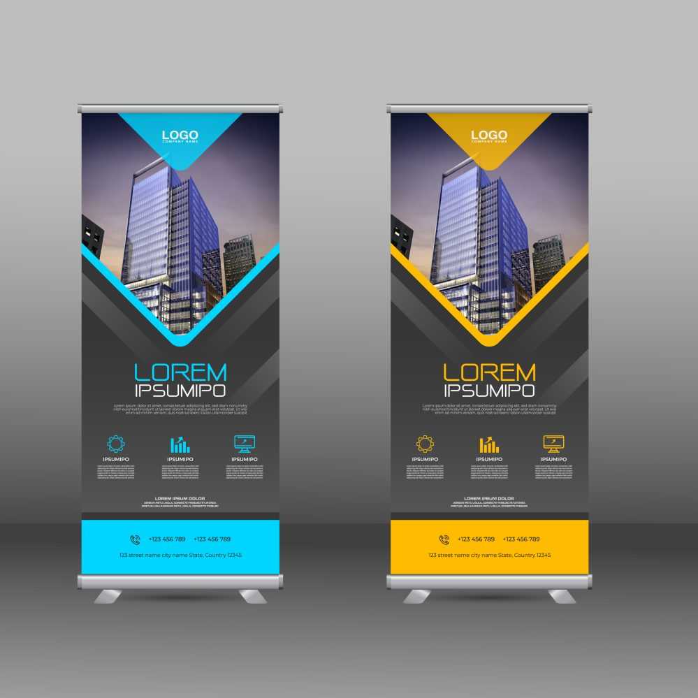 Real Estate Blue and Yellow Roll Up Template Design