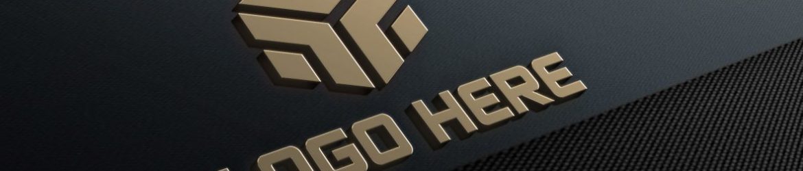 Realistic 3D gold effects logo mockup on carbon fabric Realistic 3D gold effects logo mockup on carbon fabric