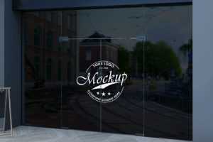Realistic 3D Logo Design on Glass Wall Mockup