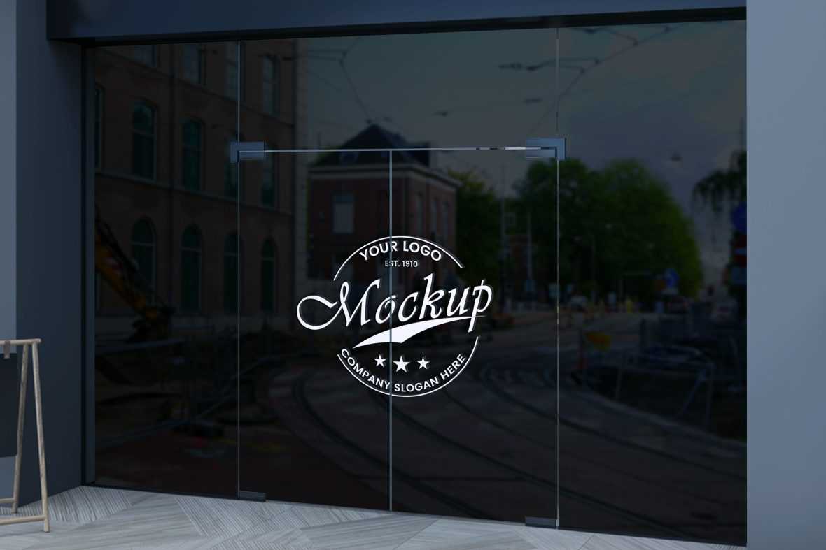 Realistic 3D Logo Design on Glass Wall Mockup
