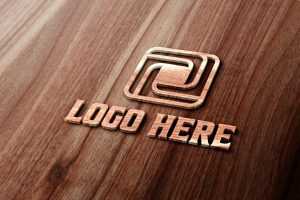Realistic 3D Wood Logo Mockup