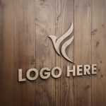 Realistic 3D Wooden Logo Mockup PSD