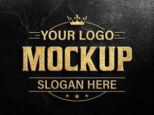 Realistic Black and Golden Logo Mockup