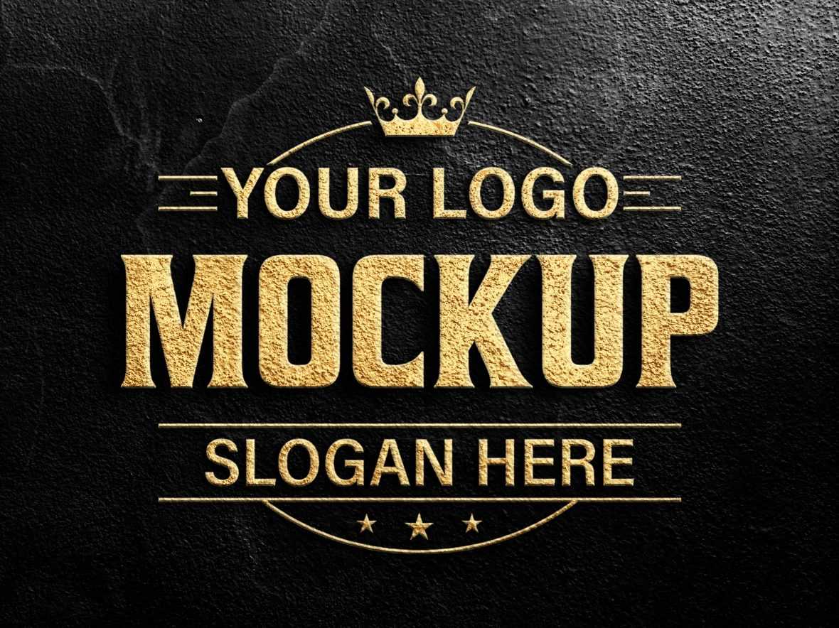 Realistic Black and Golden Logo Mockup