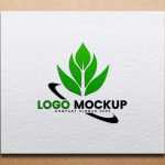 Realistic embossed logo mockup on craft paper