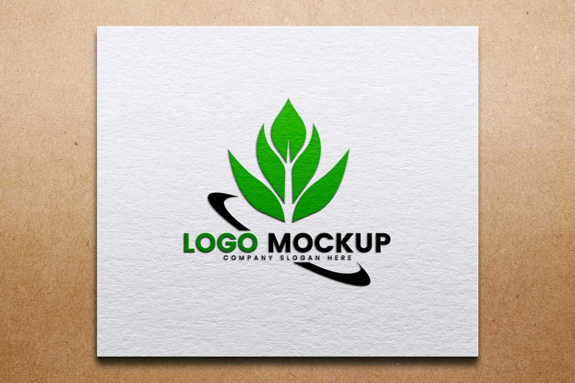 Realistic embossed logo mockup on craft paper