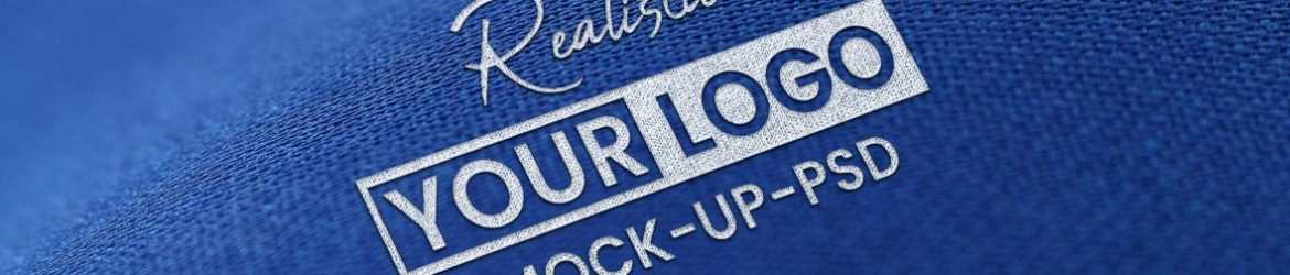 Realistic Logo Mockup on Blue Fabric