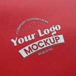Realistic Logo Mockup on Red Fabric Texture
