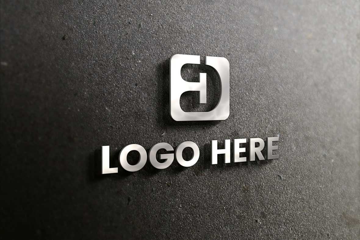 Realistic Silver 3D Mockup For Logo