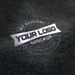 Realistic silver logo mockup on black leather - Download Grátis Realistic silver logo mockup on black leather