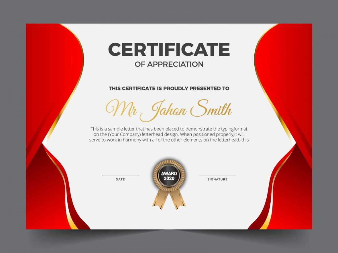 Red and white elegant certificate of achievement template background