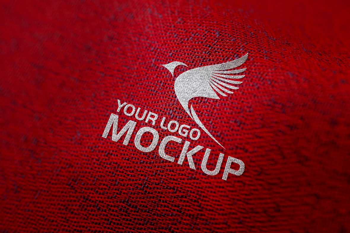 Red Fabric Logo Mockup