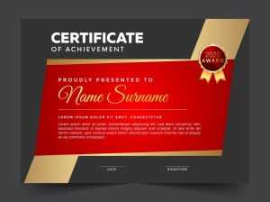 Red Gold Certificate Template For Multipurpose Diploma Award Or Graduation