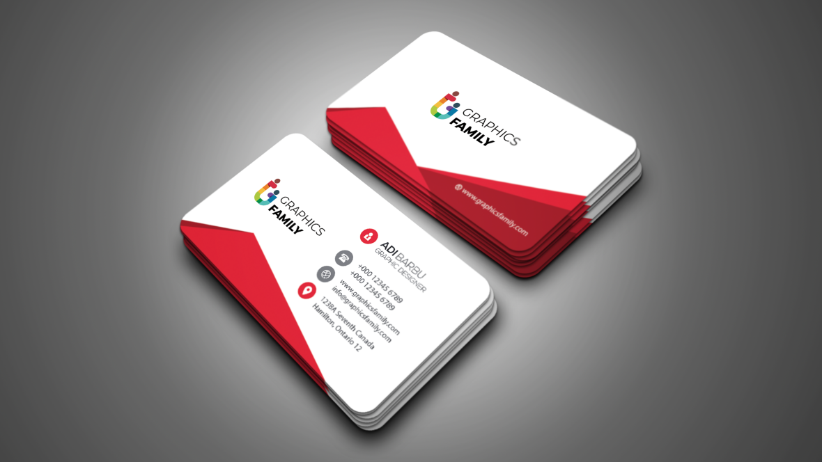 Red Triangle Corporate Business Card, Name Card Template