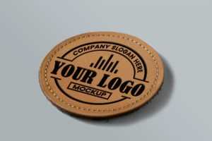 Round Leather Logo Mockup