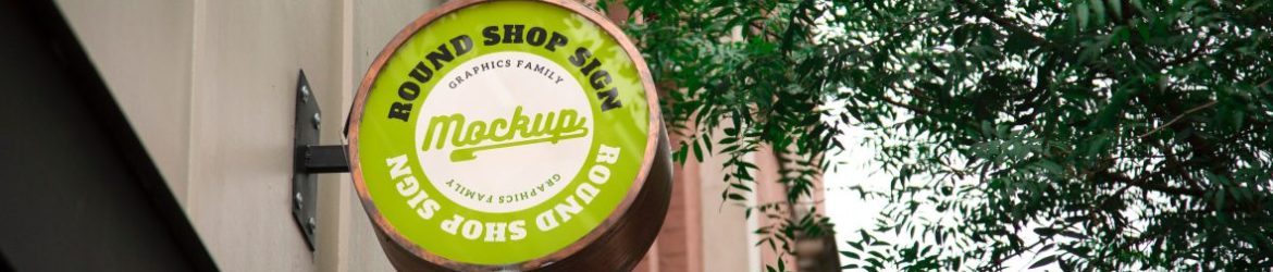 Round Shop Sign Design Mockup