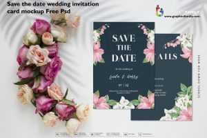Save the date wedding invitation card mockup Free PSD