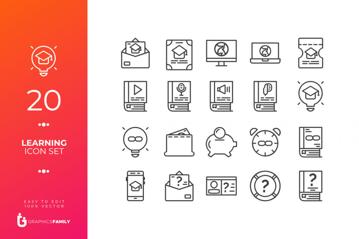 School Learning Icon Set