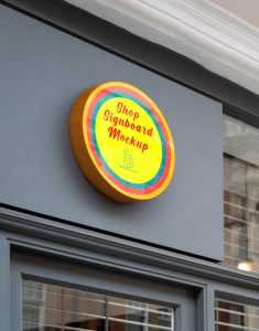 Shop Circular Signboard Mockup