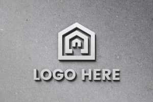 Silver 3D Logo Mockup On Plaster Wall