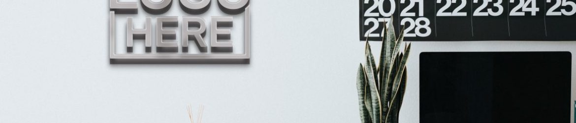 Silver iMac Home Office Logo Mockup
