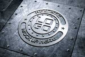 Silver Logo Mockup on Steel Background Texture