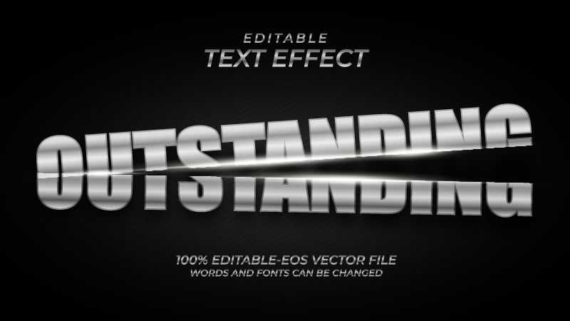 Silver Metal Cut Text Effect