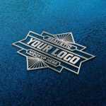 Silver Metallic Logo Mockup On Blue Foil Background