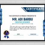 Simple Blue and White Certificate Design - Download Grátis Simple Blue and White Certificate Design