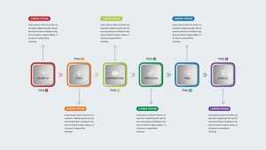 Six steps infographics with main option business vector image