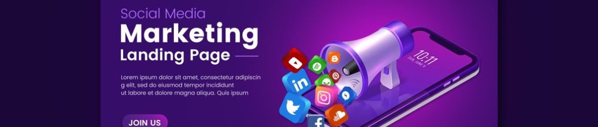 Social media marketing landing page mockup Social media marketing landing page mockup