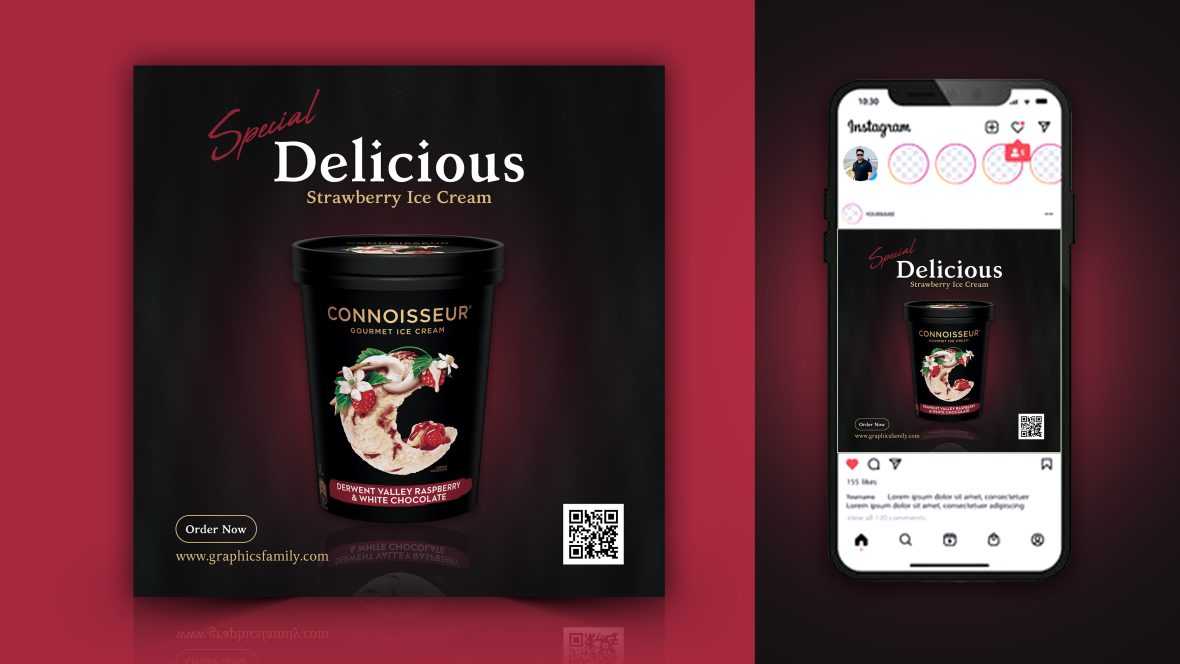 Special delicious ice cream social media banner post design