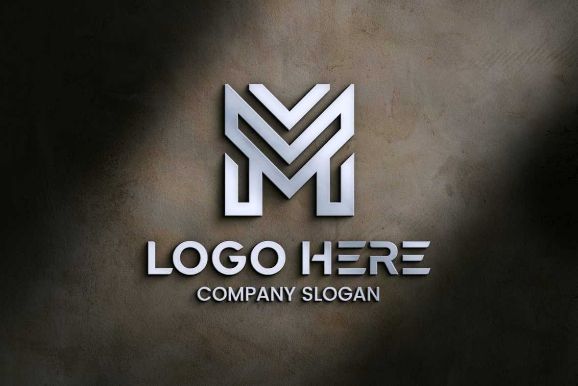 Spotlights effect 3d logo mockup on cement wall