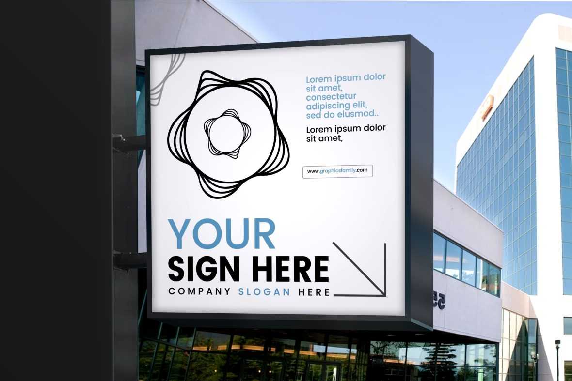 Square Sign Mockup Template