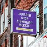 Squared shop signboard mockup