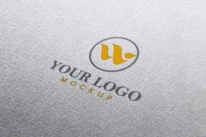 Stamped logo mockup on white paper