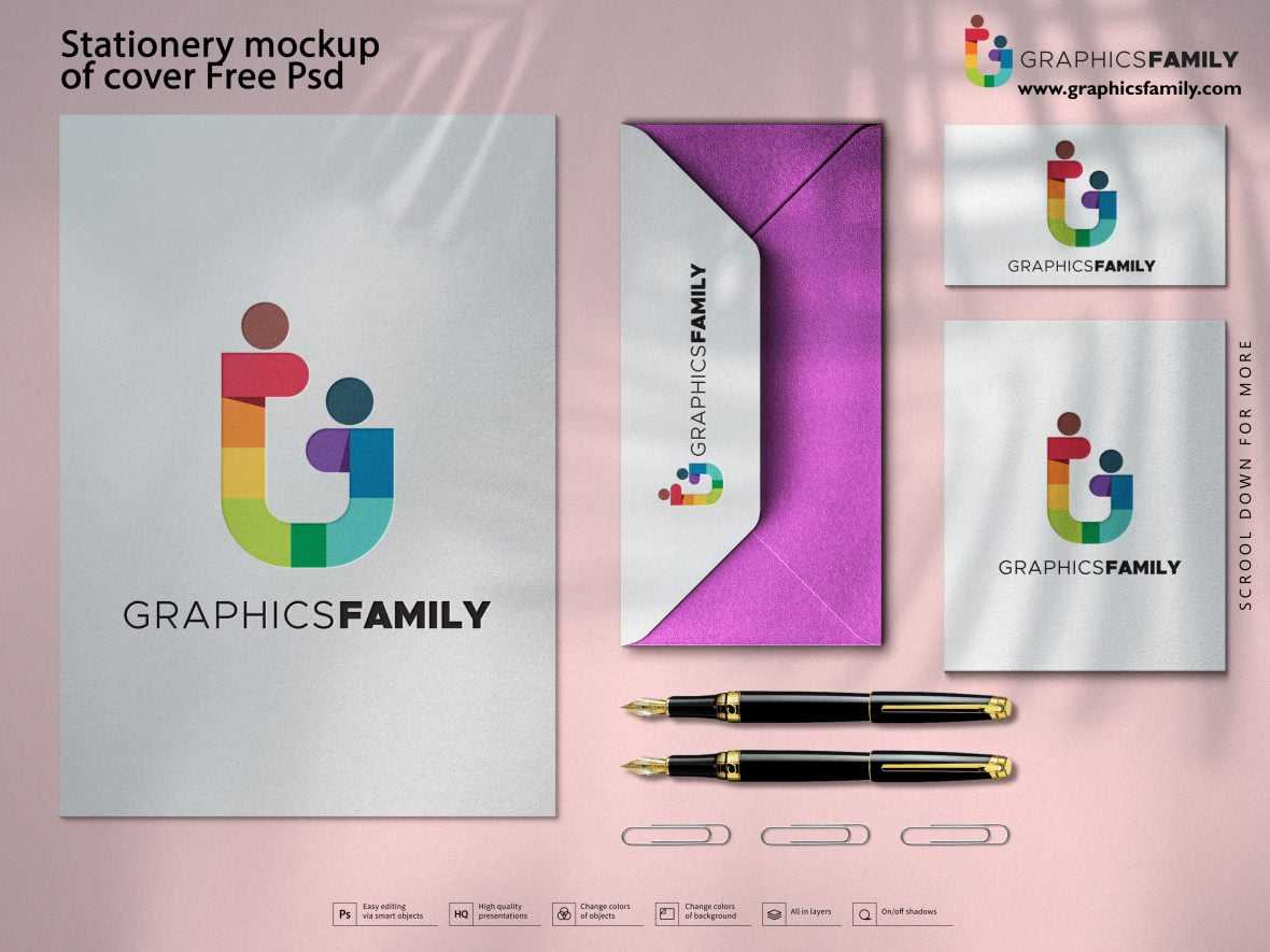 Stationery Mockup of Cover Free PSD