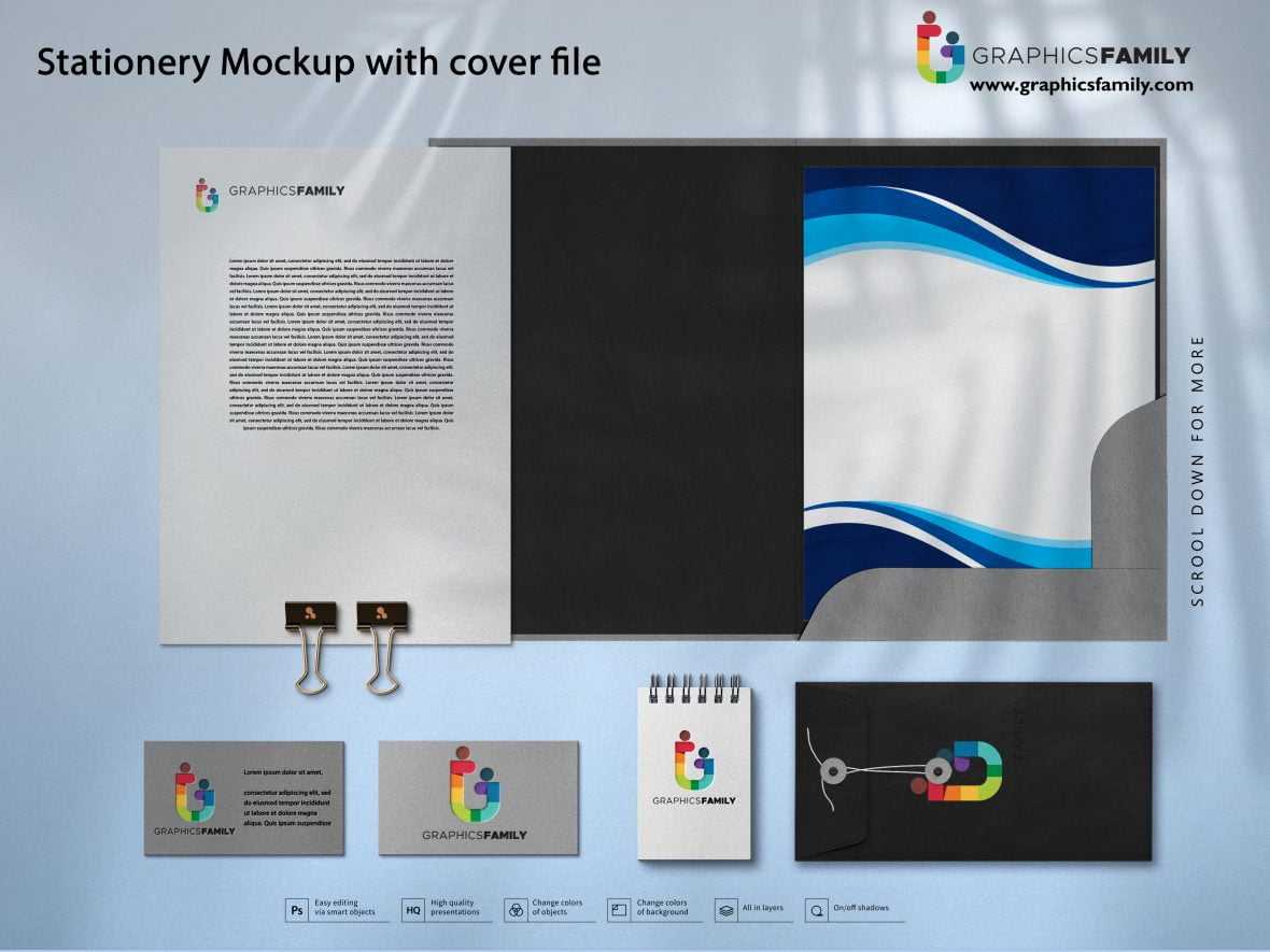 Stationery Mockup with Cover file