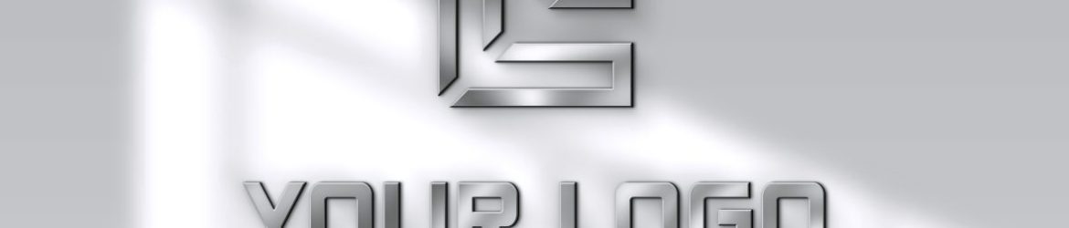 Steel texture 3d logo mockup on modern wall