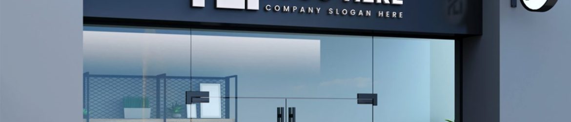 Storefront and Outdoor Sign 3D Logo Mockup Storefront and Outdoor Sign 3D Logo Mockup